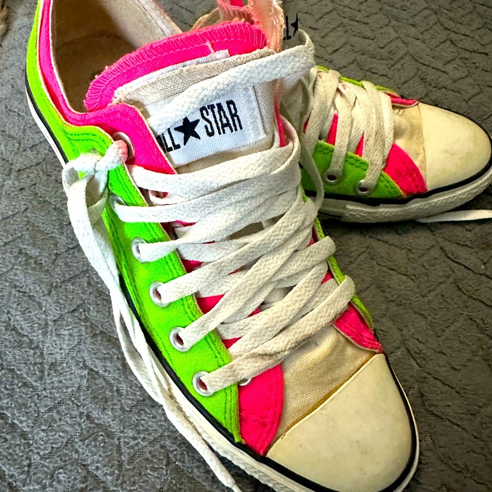 Converse allstar neon pink and green sz 8